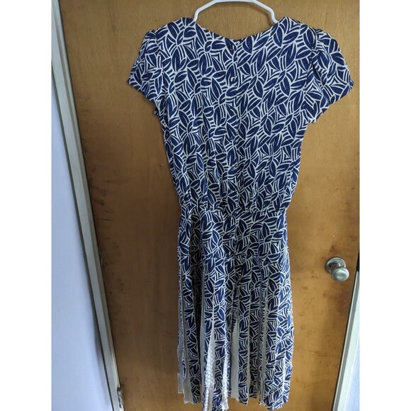 Maggie London by Jeannene Booher 100% Silk Blue Drop Waist Ruffle Hem Dress - Picture 11 of 11